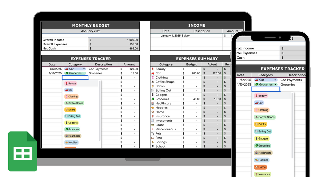 Free Expenses + Budget Template