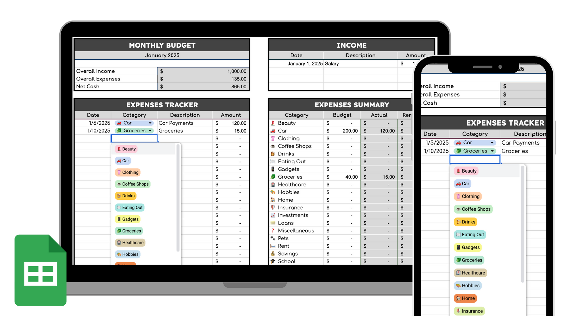 Free Expenses + Budget Template