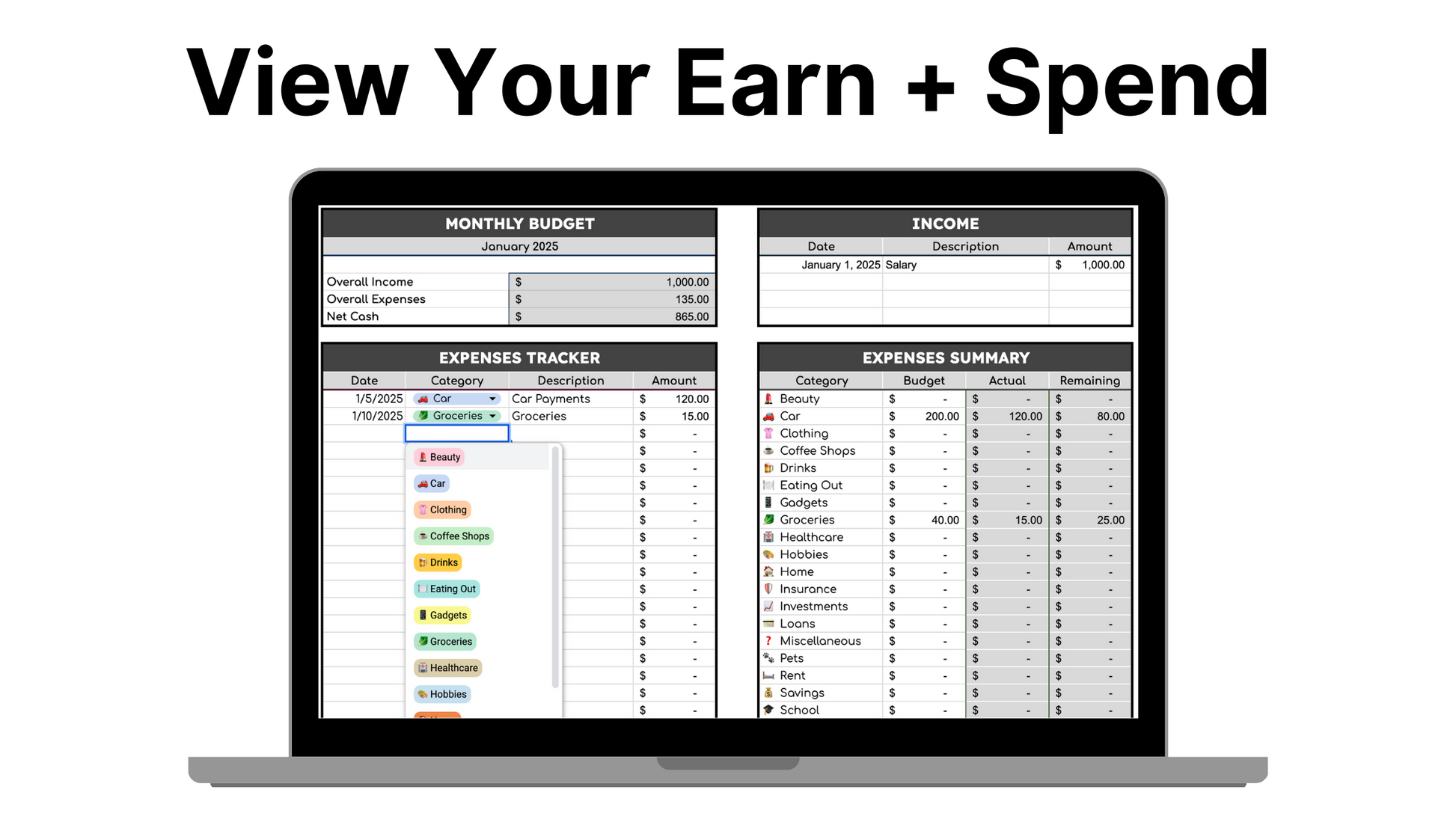 Free Expenses + Budget Template