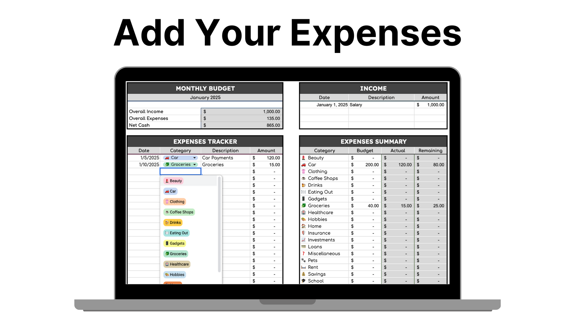 Free Expenses + Budget Template